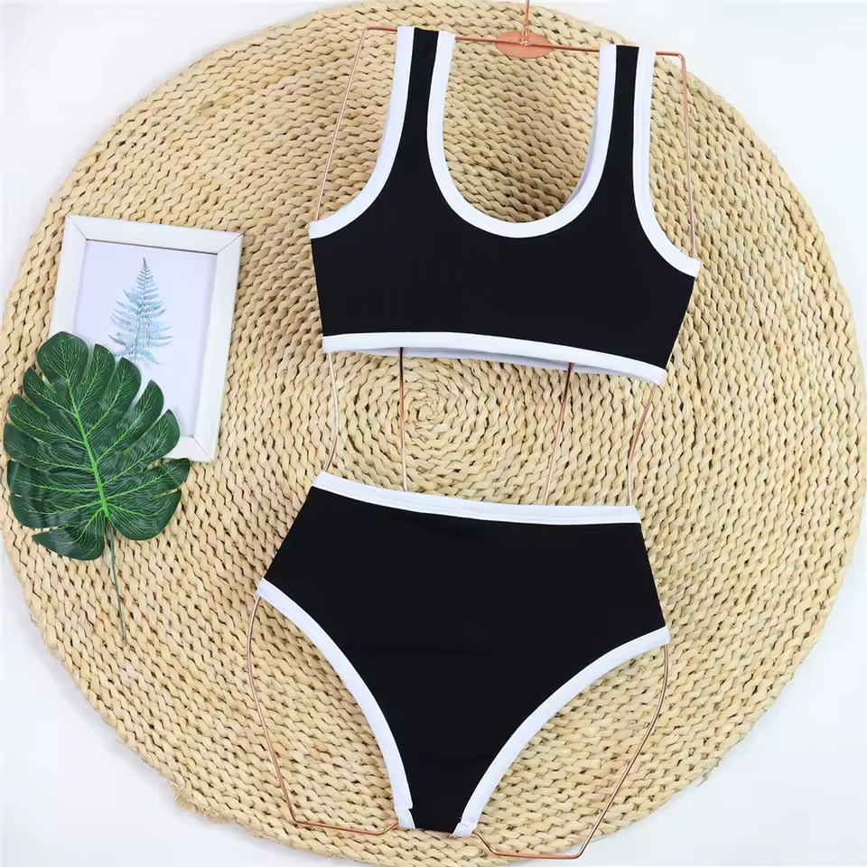 2026 New With Button Mid Waist Bikini Female Swimsuit Women Swimwear Two-Pieces Bikini Set Padded Bather Bathing Suit Swim