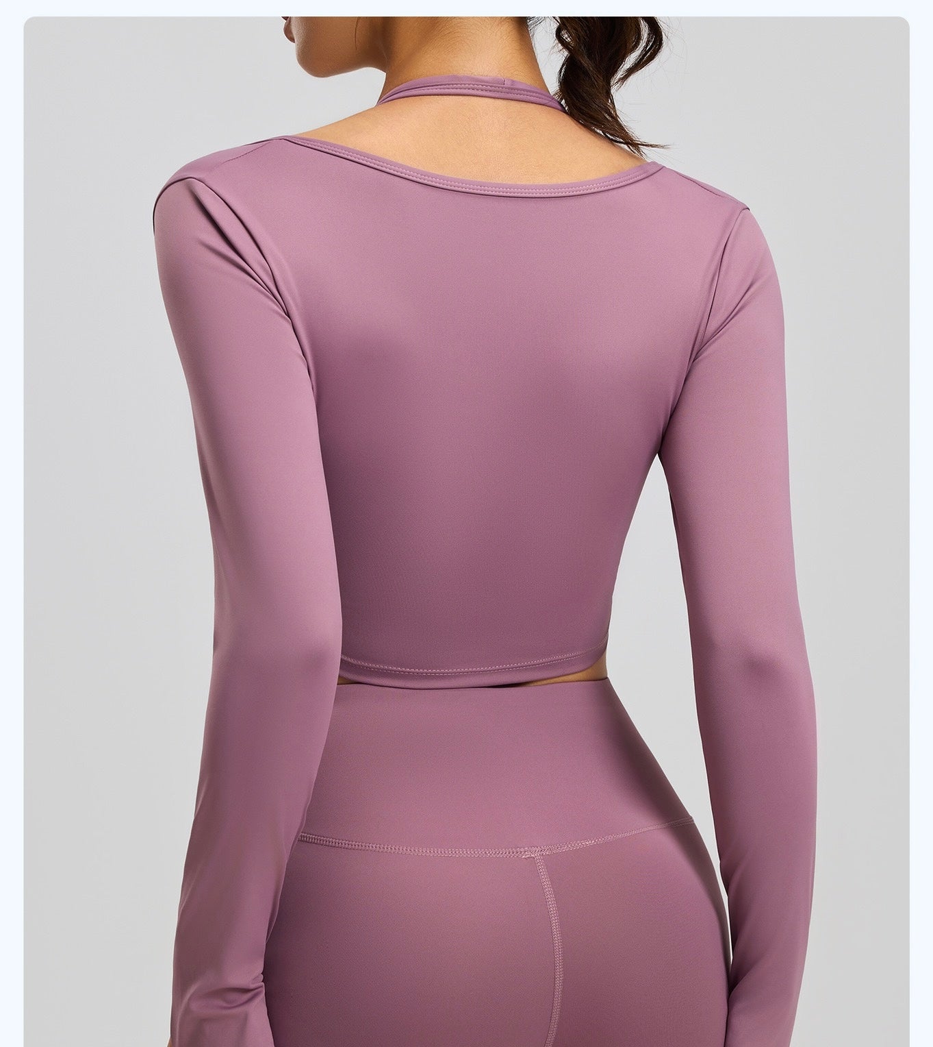 Fake 2pcs Halter-Neck Long-sleeved Yoga Tops Gym Workout Woman Slim Fit Tees Pilates Sports Fitness Training Shirt With Pad
