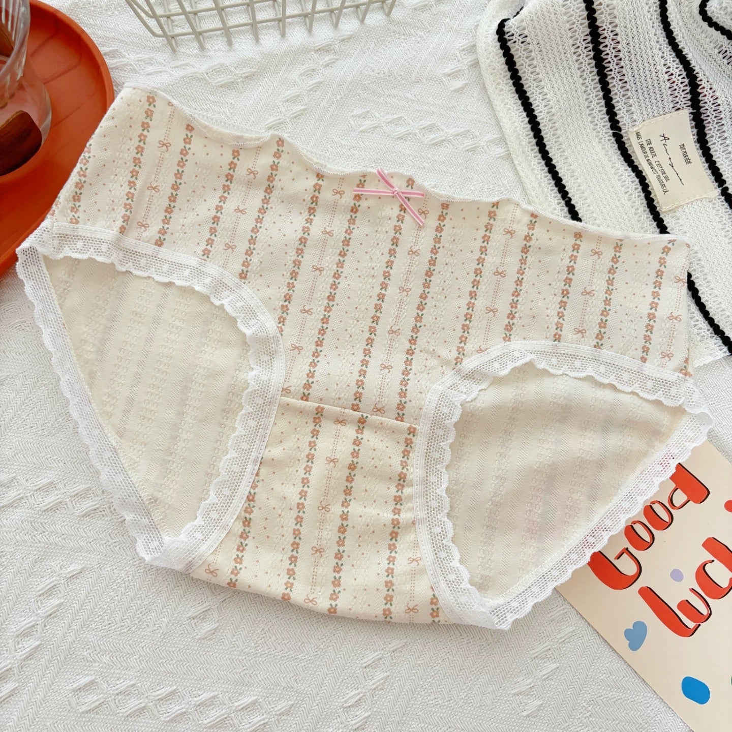 Cartoon Bear Cute Cotton Underwear for Women Low Waist Flower Print Breathable Seamless Panties Student Daily Briefs Lingerie