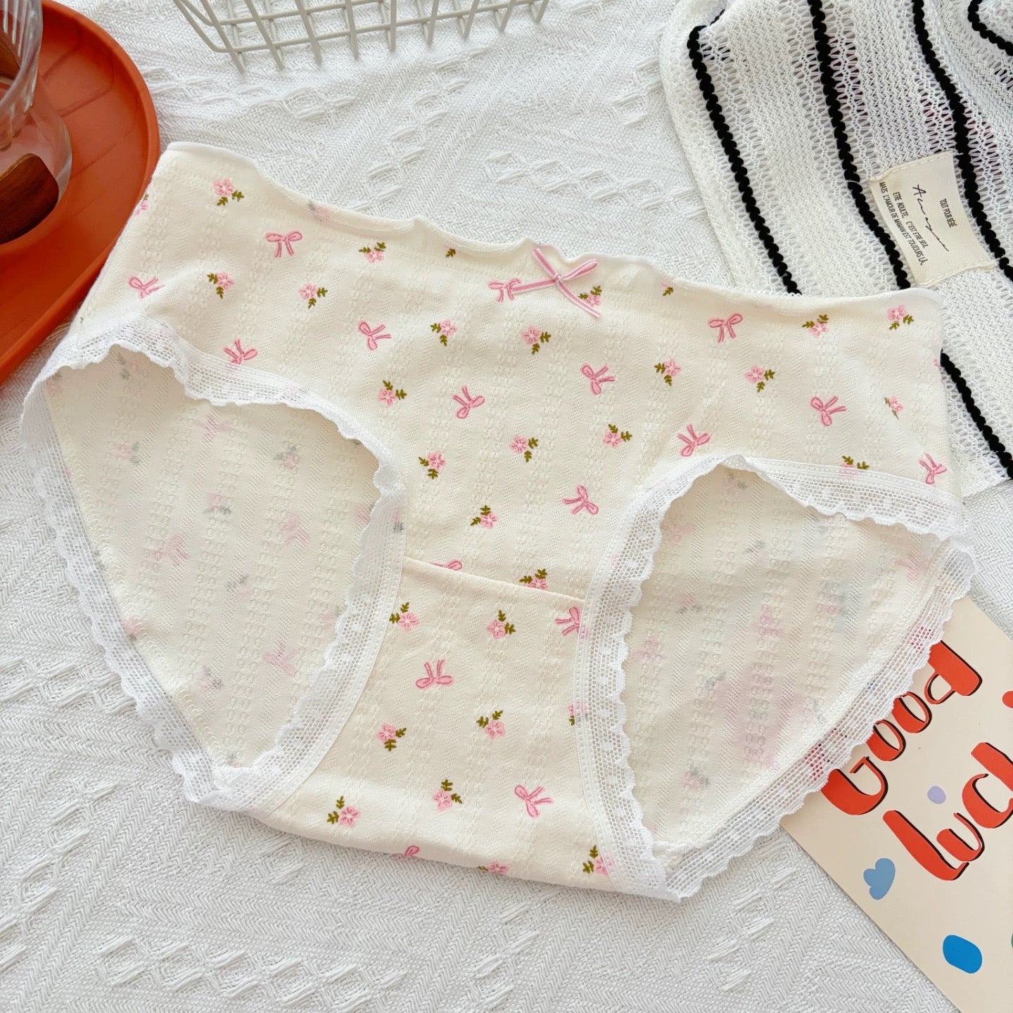 Cartoon Bear Cute Cotton Underwear for Women Low Waist Flower Print Breathable Seamless Panties Student Daily Briefs Lingerie
