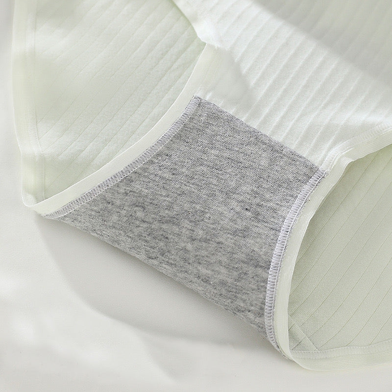 Women's Cotton Panties Solid Color Mid-waist Briefs Breathable Pure Cotton Crotch Underwear Female Lingerie Macaron Color