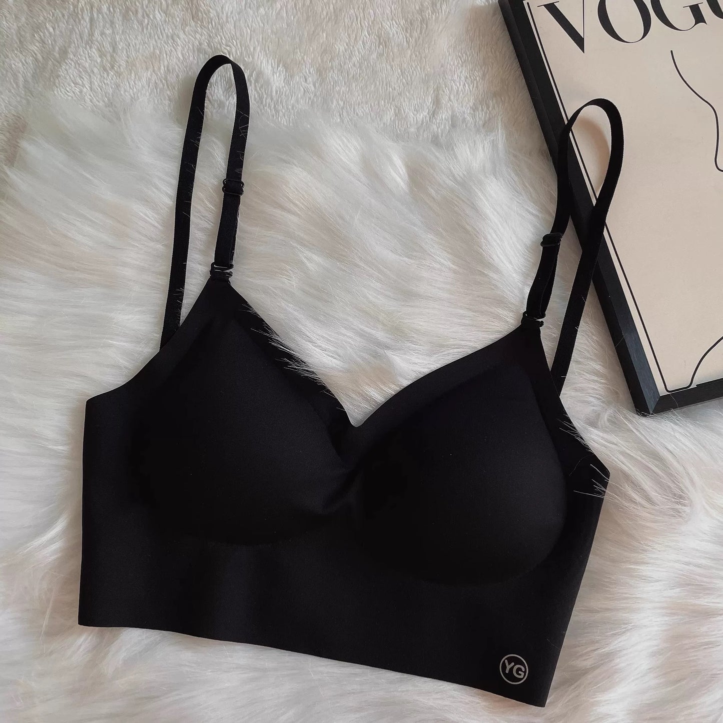 Women's Summer Sexy Backless Bra Seamless Deep U-shaped Plunge Underwear Triangle Cup Sexy Lingerie Tops