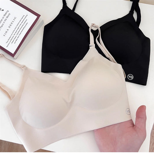 Women's Summer Sexy Backless Bra Seamless Deep U-shaped Plunge Underwear Triangle Cup Sexy Lingerie Tops