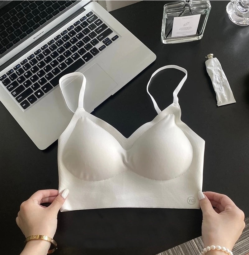 Women's Summer Sexy Backless Bra Seamless Deep U-shaped Plunge Underwear Triangle Cup Sexy Lingerie Tops