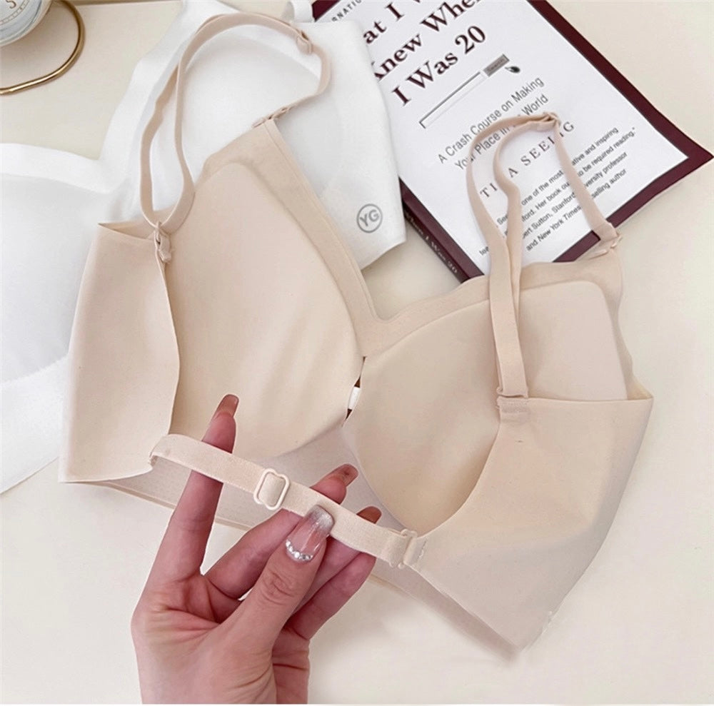 Women's Summer Sexy Backless Bra Seamless Deep U-shaped Plunge Underwear Triangle Cup Sexy Lingerie Tops