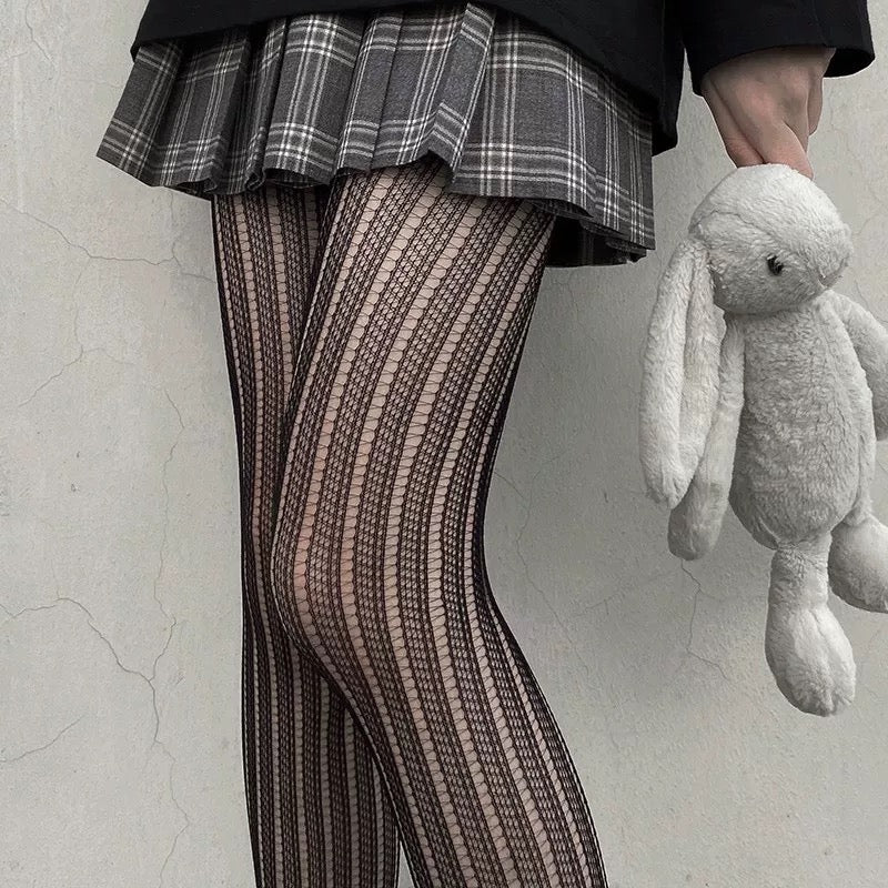 Women’s Sexy Retro Striped Tights – Hollow Out Pantyhose, Super Stretchy Spring & Autumn Leggings Stockings