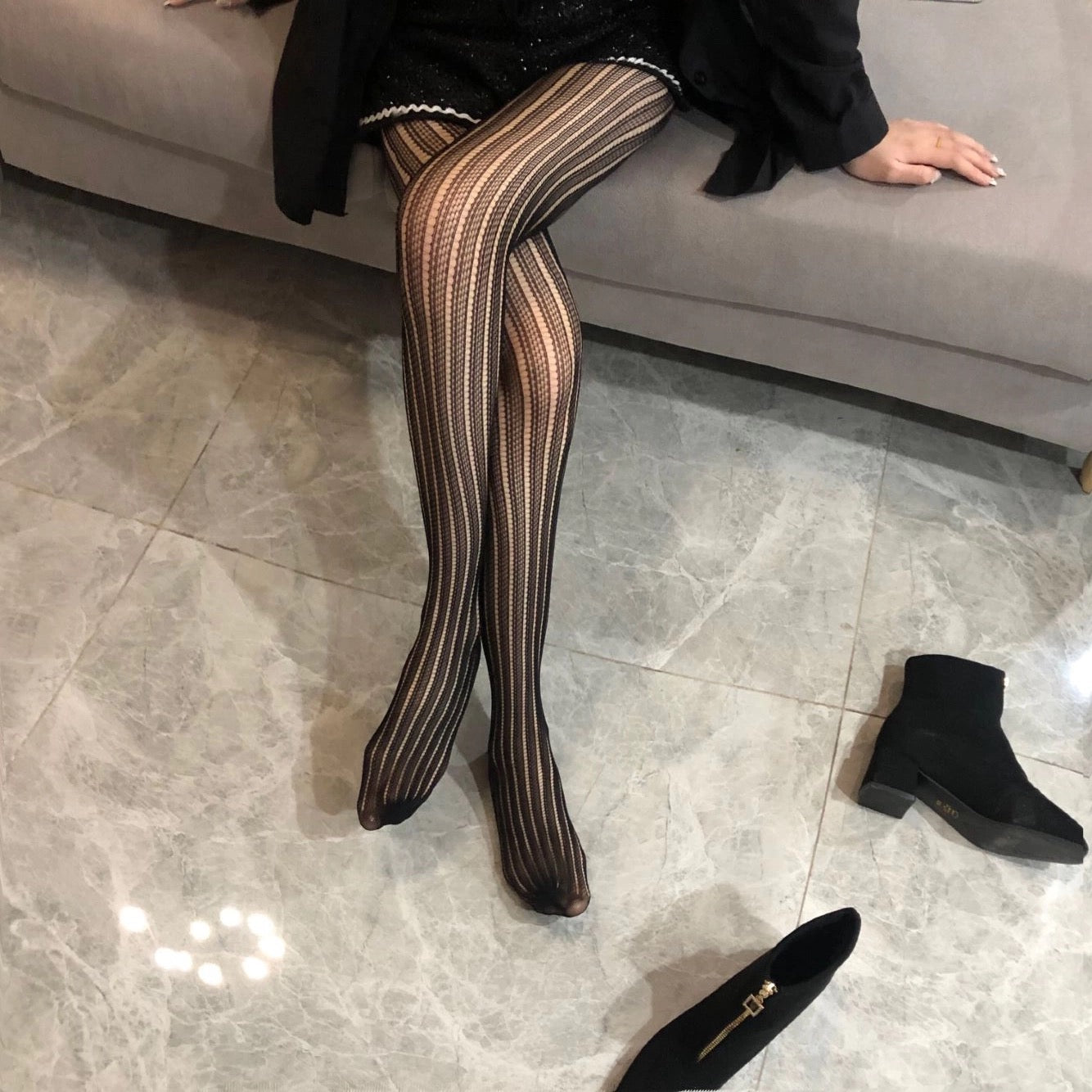 Women’s Sexy Retro Striped Tights – Hollow Out Pantyhose, Super Stretchy Spring & Autumn Leggings Stockings