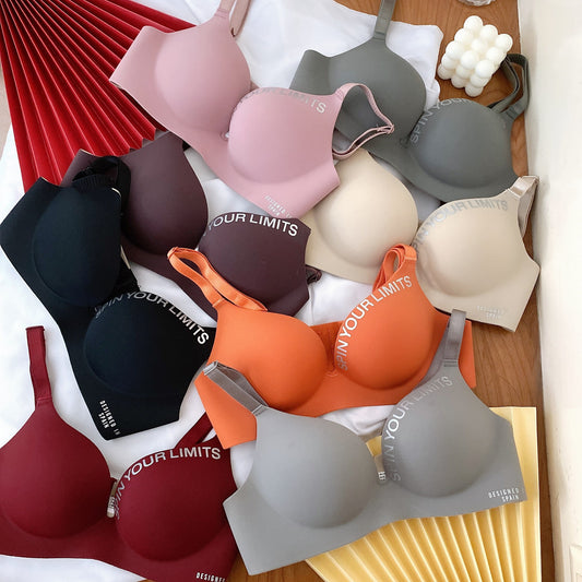 Wire-Free One-Piece Seamless Knitted Everyday Bra for Women Cross-Border Summer Breathable Underwear Adjusted-Straps