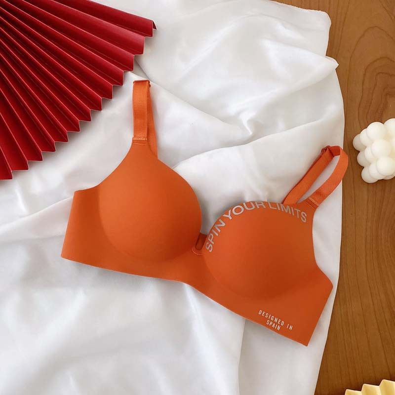 Wire-Free One-Piece Seamless Knitted Everyday Bra for Women Cross-Border Summer Breathable Underwear Adjusted-Straps