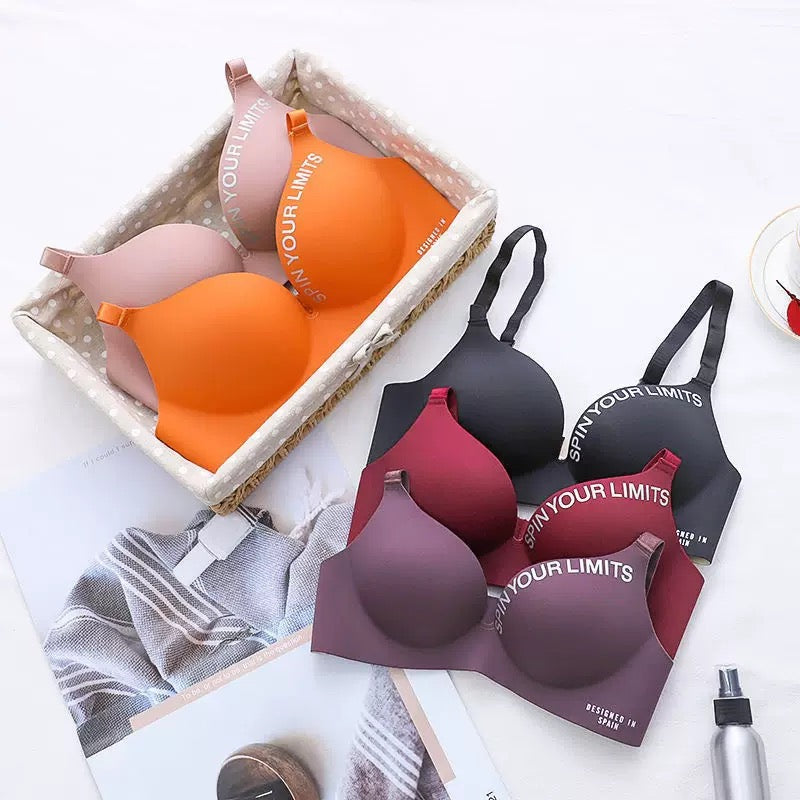 Wire-Free One-Piece Seamless Knitted Everyday Bra for Women Cross-Border Summer Breathable Underwear Adjusted-Straps