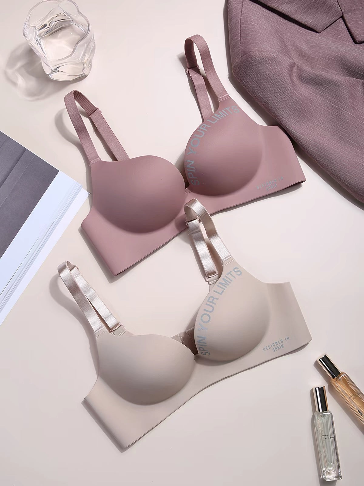 Wire-Free One-Piece Seamless Knitted Everyday Bra for Women Cross-Border Summer Breathable Underwear Adjusted-Straps