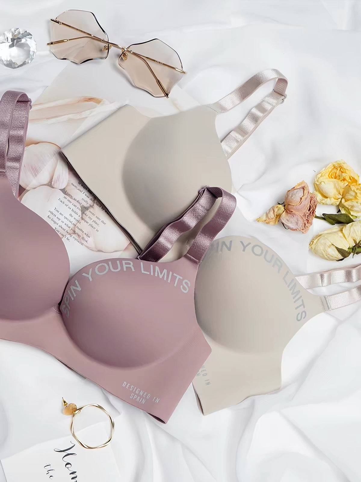 Wire-Free One-Piece Seamless Knitted Everyday Bra for Women Cross-Border Summer Breathable Underwear Adjusted-Straps