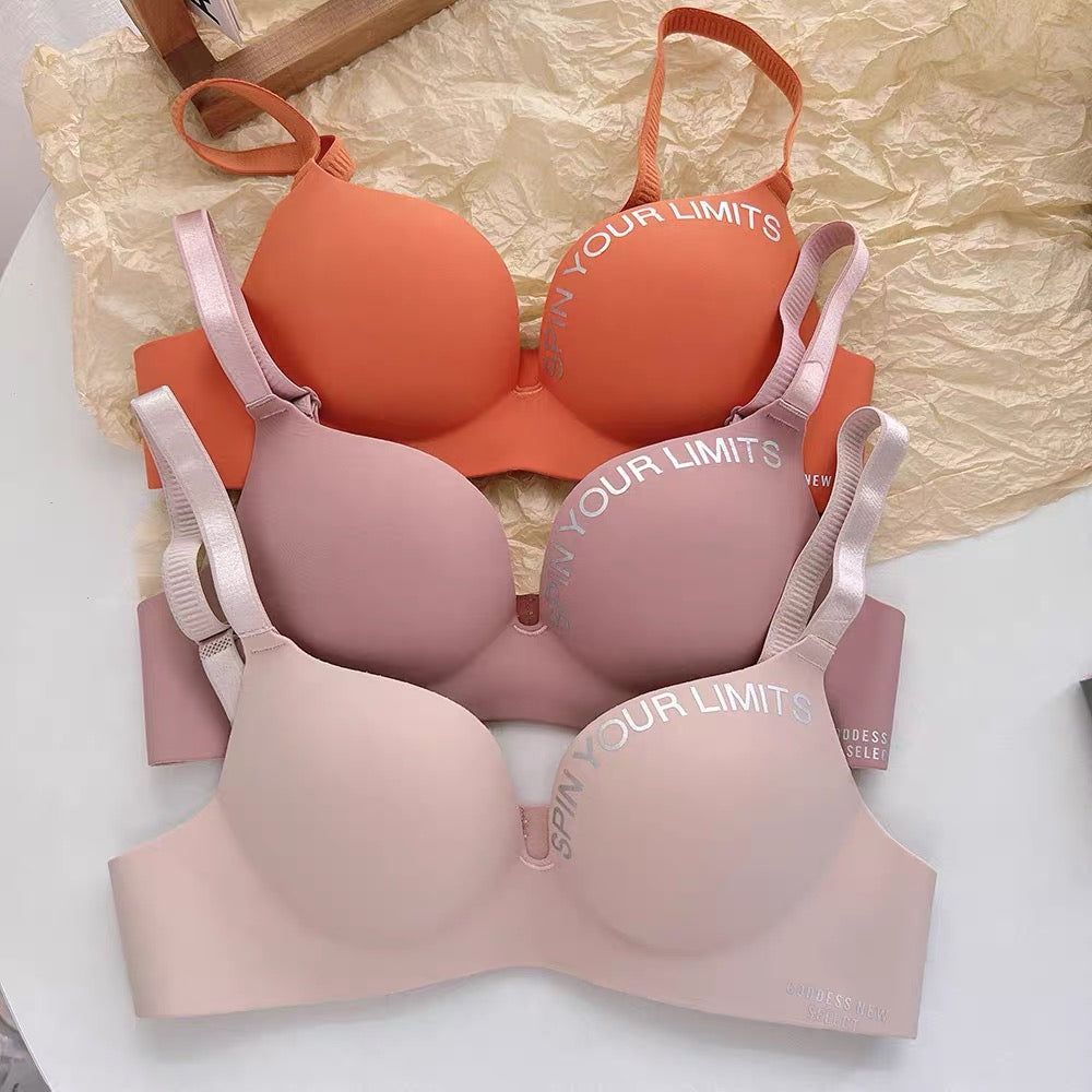 Wire-Free One-Piece Seamless Knitted Everyday Bra for Women Cross-Border Summer Breathable Underwear Adjusted-Straps