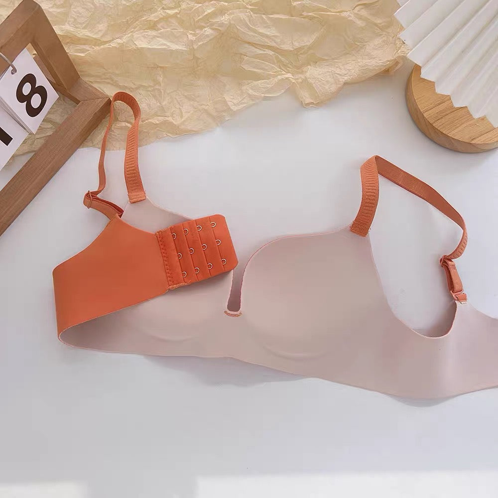 Wire-Free One-Piece Seamless Knitted Everyday Bra for Women Cross-Border Summer Breathable Underwear Adjusted-Straps