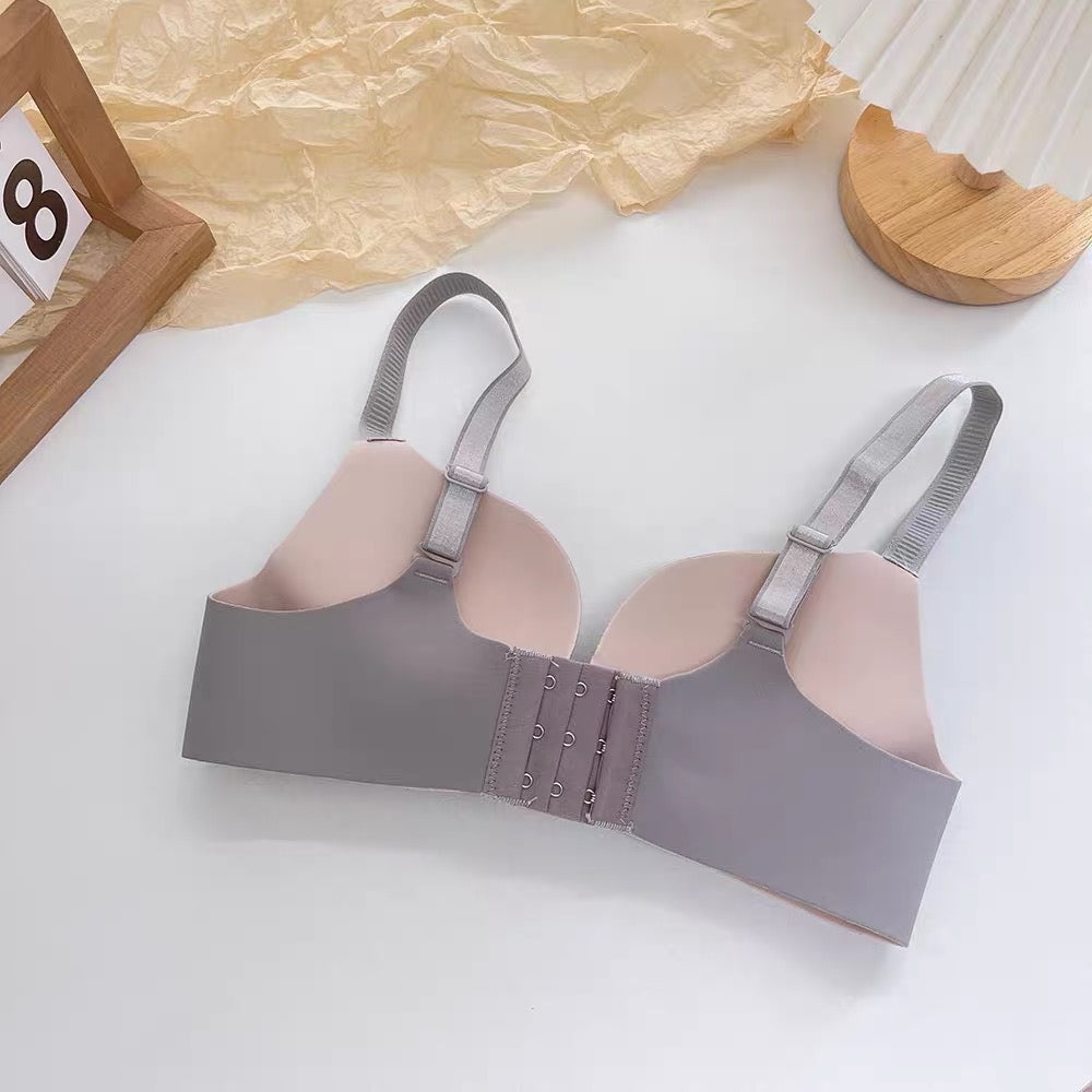 Wire-Free One-Piece Seamless Knitted Everyday Bra for Women Cross-Border Summer Breathable Underwear Adjusted-Straps