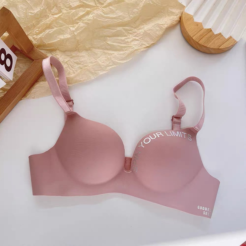Wire-Free One-Piece Seamless Knitted Everyday Bra for Women Cross-Border Summer Breathable Underwear Adjusted-Straps
