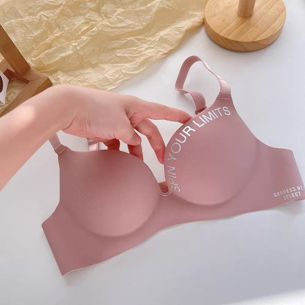 Wire-Free One-Piece Seamless Knitted Everyday Bra for Women Cross-Border Summer Breathable Underwear Adjusted-Straps