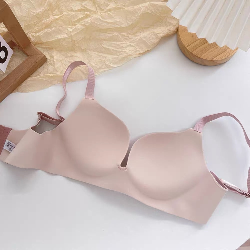 Wire-Free One-Piece Seamless Knitted Everyday Bra for Women Cross-Border Summer Breathable Underwear Adjusted-Straps