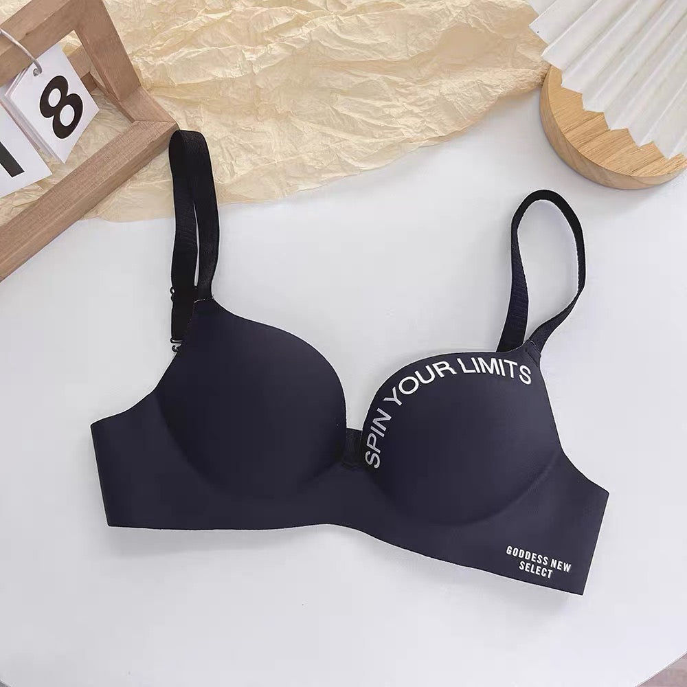 Wire-Free One-Piece Seamless Knitted Everyday Bra for Women Cross-Border Summer Breathable Underwear Adjusted-Straps