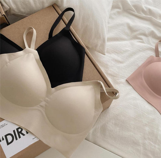 Women's Summer Sexy Backless Bra Seamless Deep U-shaped Plunge Underwear Triangle Cup Sexy Lingerie Tops