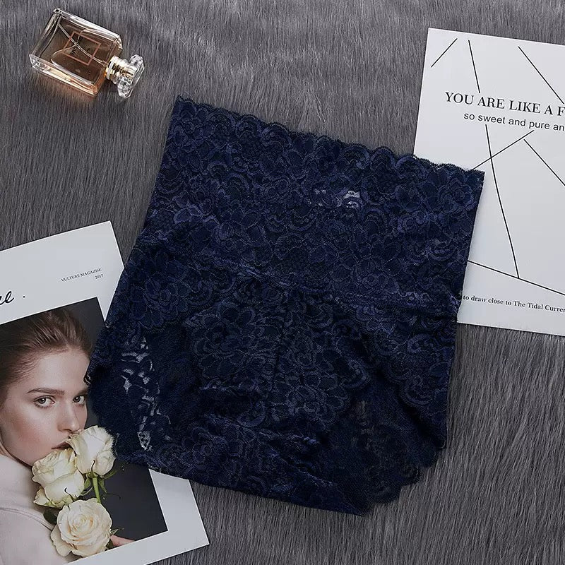 High-Rise Sexy Lace Briefs Comfortable Stretchy Semi Sheer French-Cut Panties Women's Underwear Breathable Lingerie