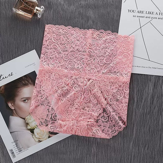 High-Rise Sexy Lace Briefs Comfortable Stretchy Semi Sheer French-Cut Panties Women's Underwear Breathable Lingerie