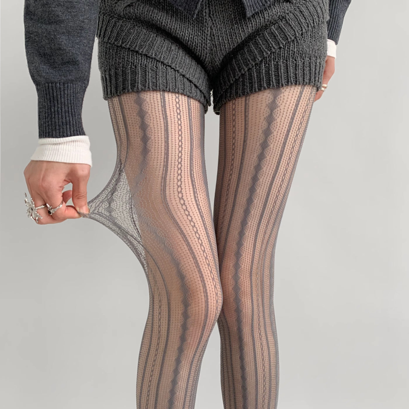 Women’s Sexy Retro Striped Tights – Hollow Out Pantyhose, Super Stretchy Spring & Autumn Leggings Stockings
