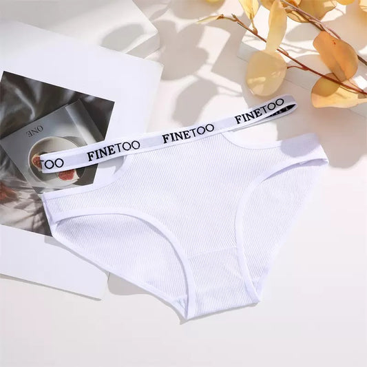 Women’s Ribbed Cotton-Style Bikini Panties with Cutout Logo Waistband, Low-Rise Fit and Soft Everyday Brief Underwear