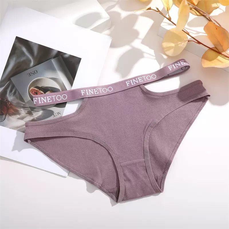 Women’s Ribbed Cotton-Style Bikini Panties with Cutout Logo Waistband, Low-Rise Fit and Soft Everyday Brief Underwear