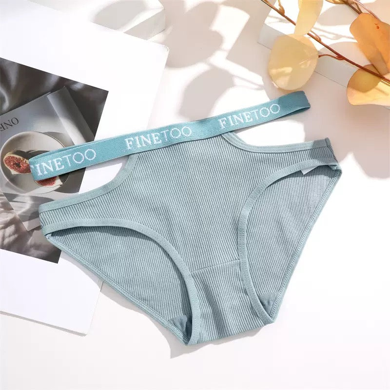 Women’s Ribbed Cotton-Style Bikini Panties with Cutout Logo Waistband, Low-Rise Fit and Soft Everyday Brief Underwear