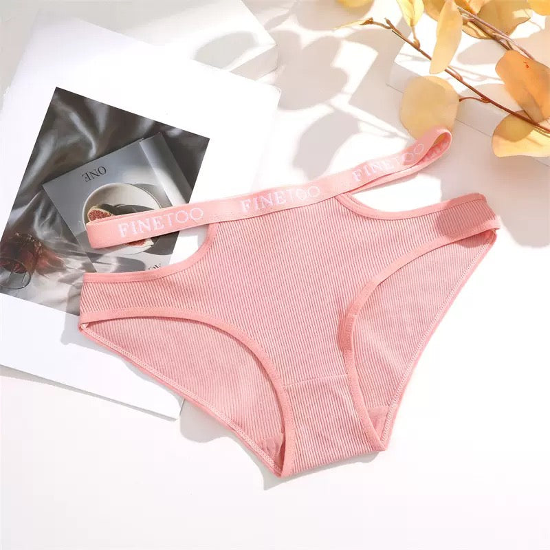 Women’s Ribbed Cotton-Style Bikini Panties with Cutout Logo Waistband, Low-Rise Fit and Soft Everyday Brief Underwear