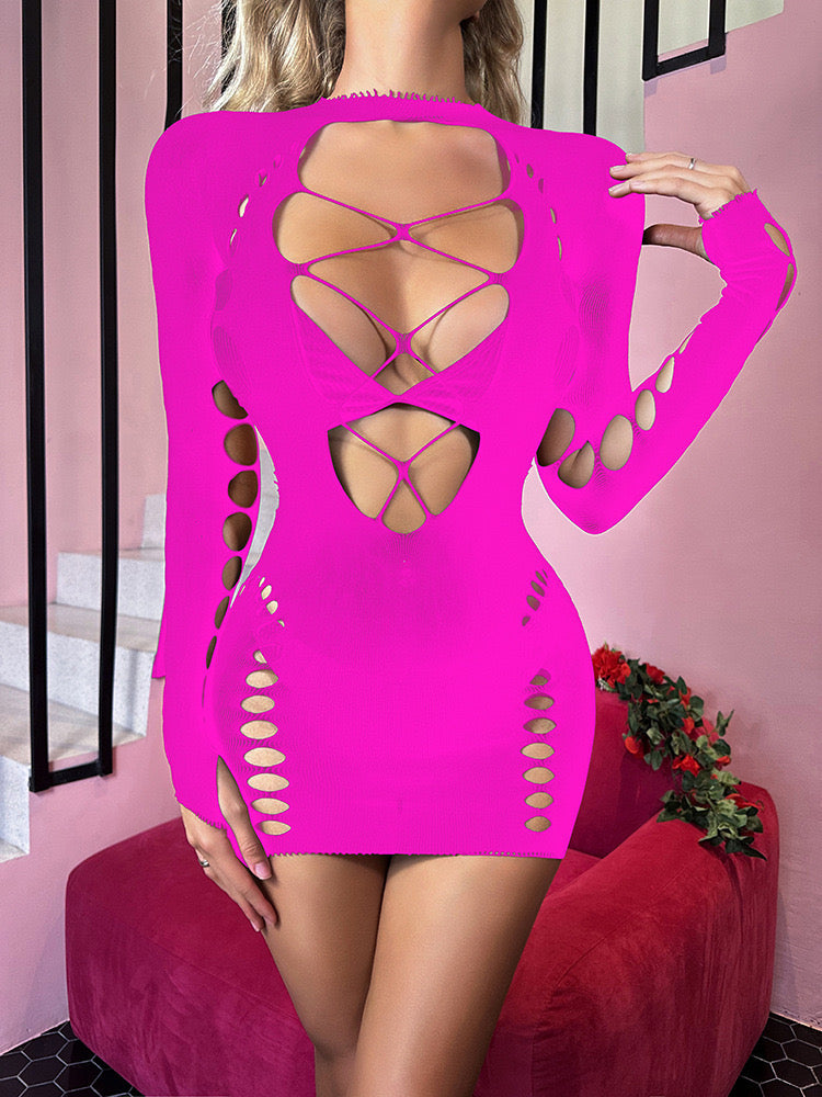Fashion Sexy Fishnet Dress Woman Sexy Lingerie Sheer Back-bare Bodysuit Lace Underwear Romance Bodystockings Bodycon Sexy Set