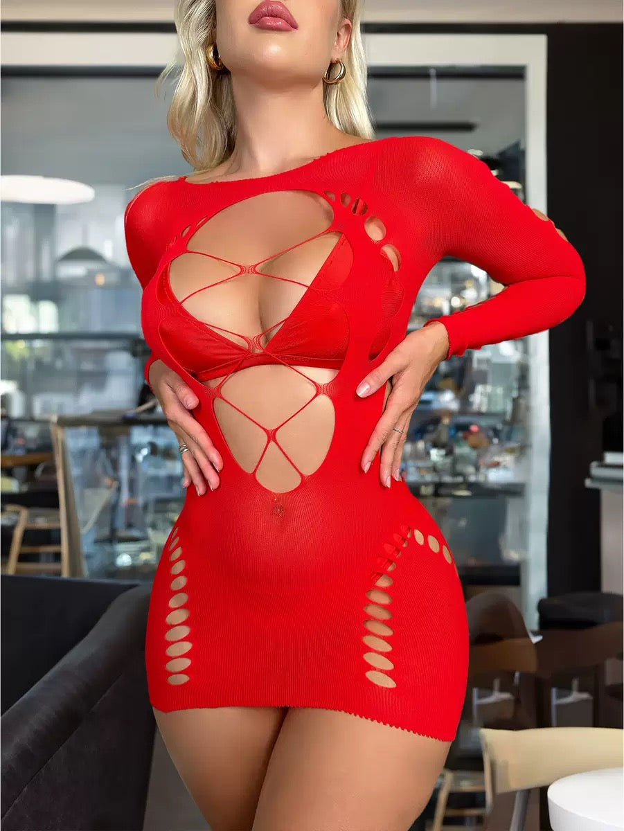 Fashion Sexy Fishnet Dress Woman Sexy Lingerie Sheer Back-bare Bodysuit Lace Underwear Romance Bodystockings Bodycon Sexy Set