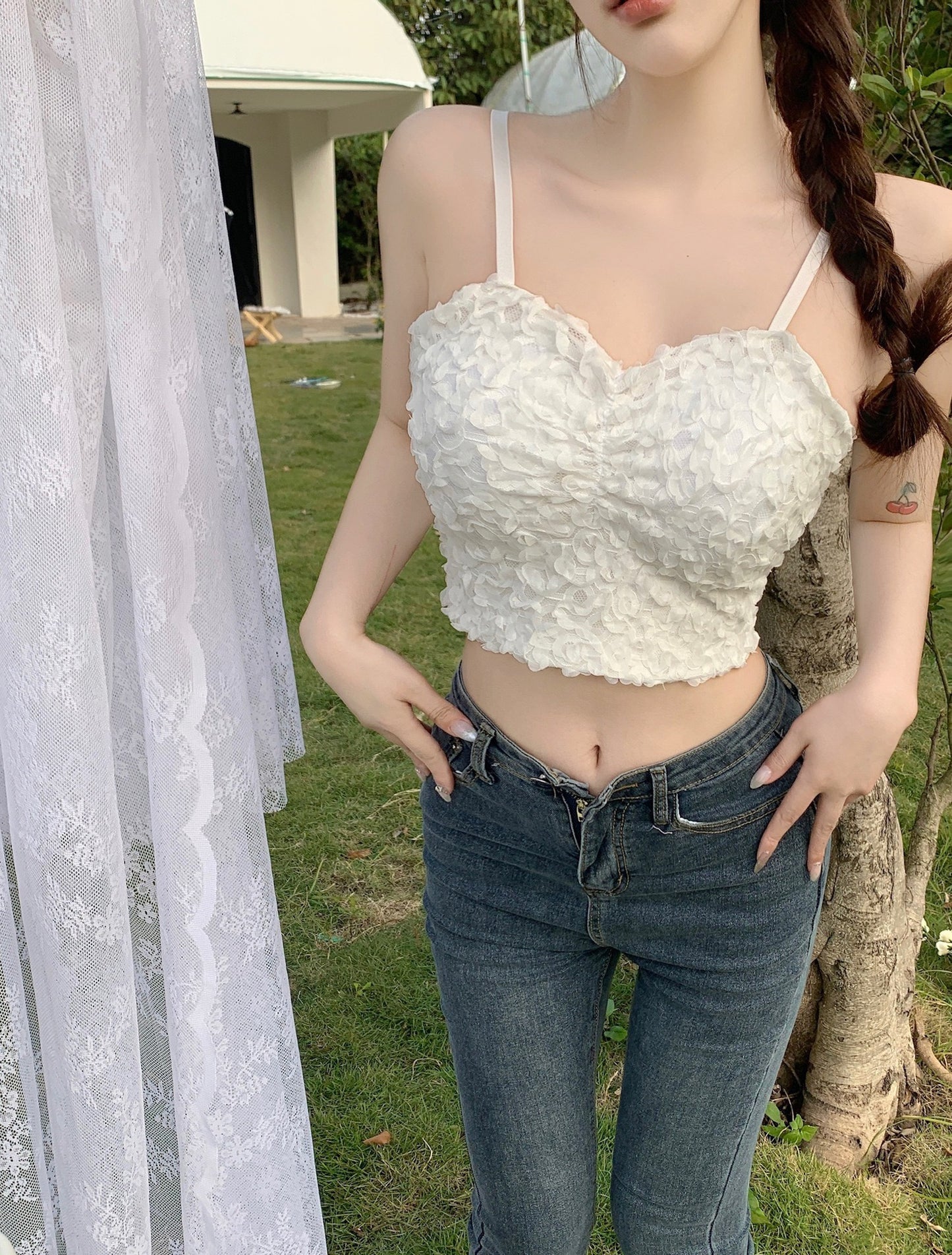 Sling Design Sense Top's Women's Outerwear Vest 2026New Lace Sexy Beautiful Back Tube Top With Breast Pad