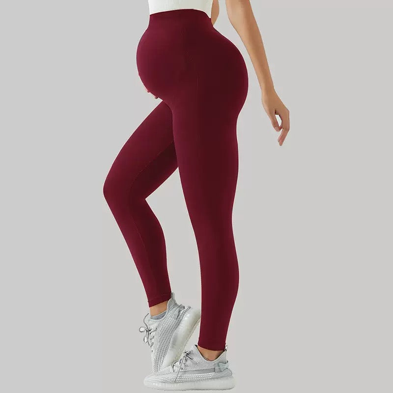 Maternity Seamless Yoga Leggings Belly Support Non-Slip Outdoor Sports Casual Wear Spring Summer Autumn Trendy Pregnant Women's
