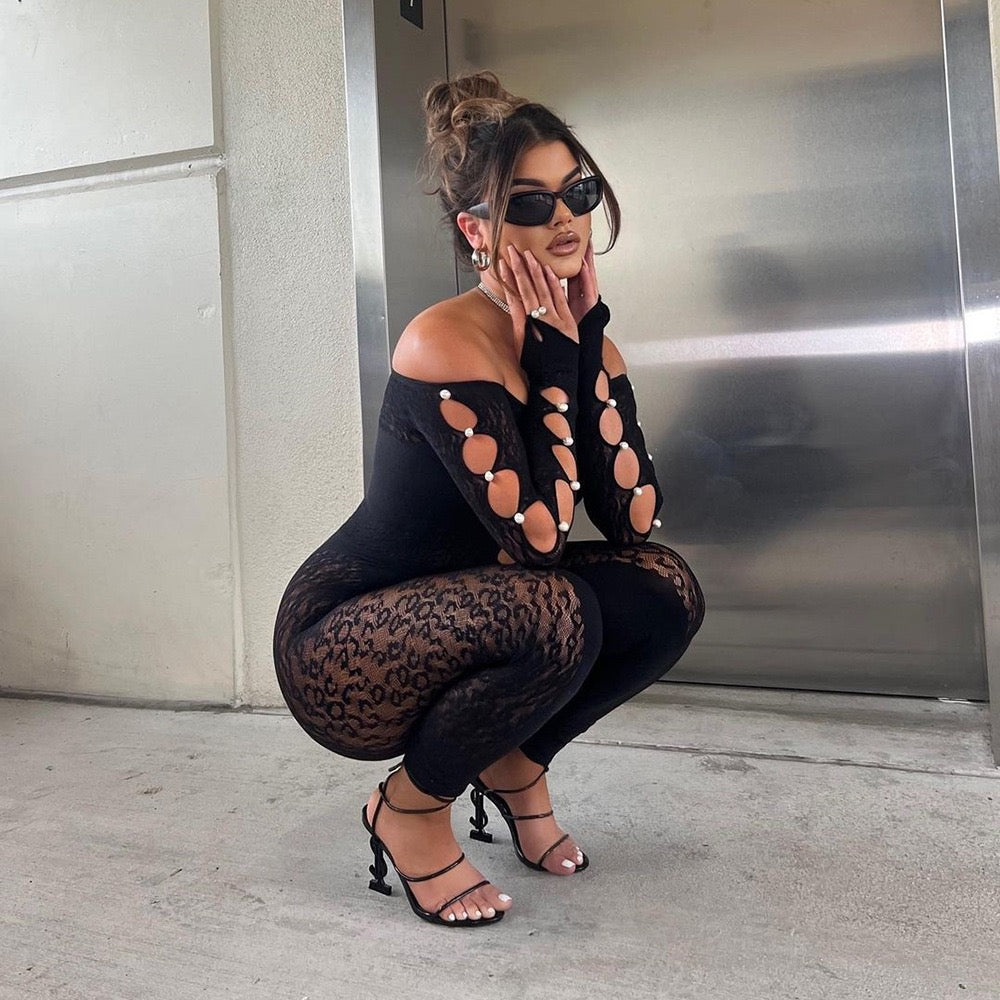 Sexy Lingerie Open Back  Long Sleeve Bodysuit With Sheer Pantyhose And Mesh Top Sexy Mesh Sheer Jumpsuit Rompers