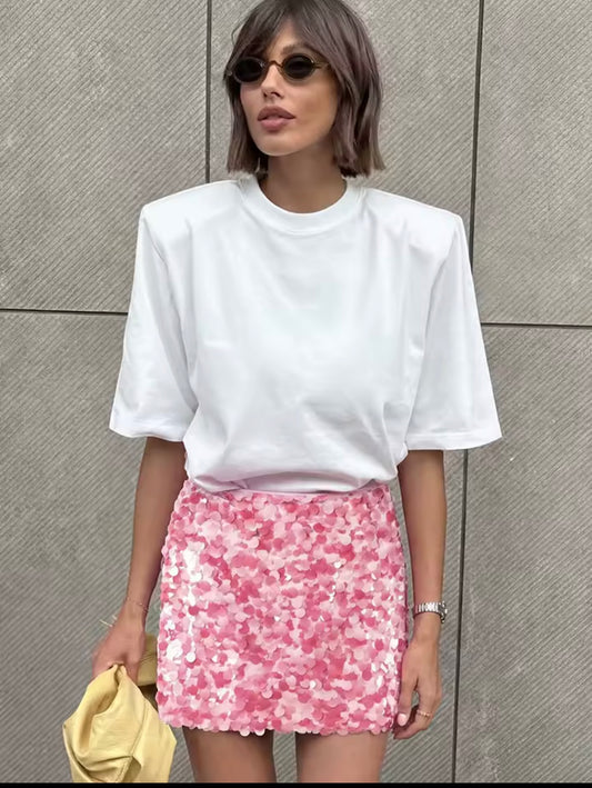 Women Sparkle Glitter Slim Fit Pencil Skirt Multicolor Sequin Bodycon Mini Skirt Premium Club Party Rave