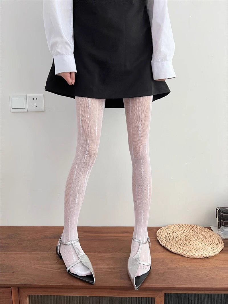 Women’s Sexy Retro Striped Tights – Hollow Out Pantyhose, Super Stretchy Spring & Autumn Leggings Stockings