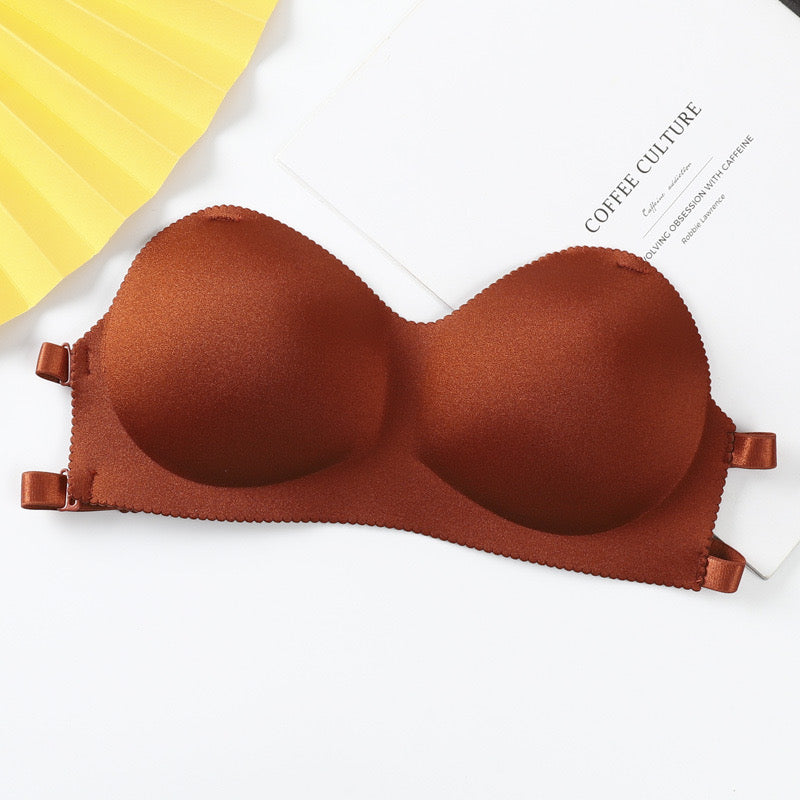 Non-Slip Invisible Strapless Tube Top Women's Thin Gather Top Support Without Steel Ring Warp Bra