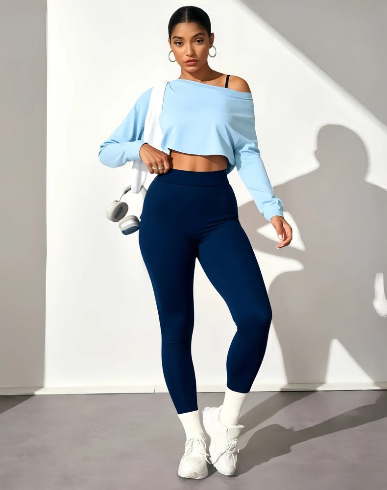 Fashionable lady's three-piece seamless bra, tight leggings, long-sleeved top, sports yoga outfit, ladies elastic fitness wear