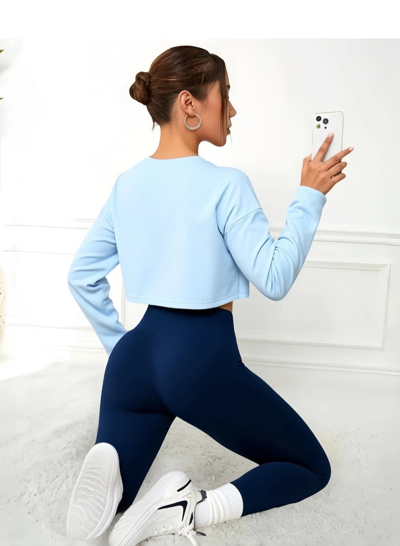 Fashionable lady's three-piece seamless bra, tight leggings, long-sleeved top, sports yoga outfit, ladies elastic fitness wear