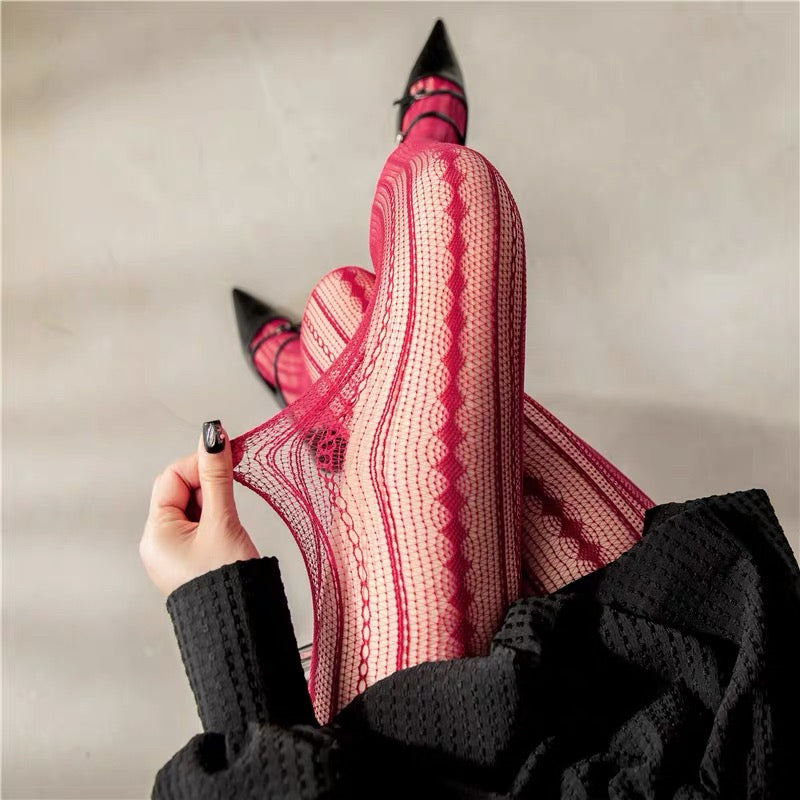 Women’s Sexy Retro Striped Tights – Hollow Out Pantyhose, Super Stretchy Spring & Autumn Leggings Stockings