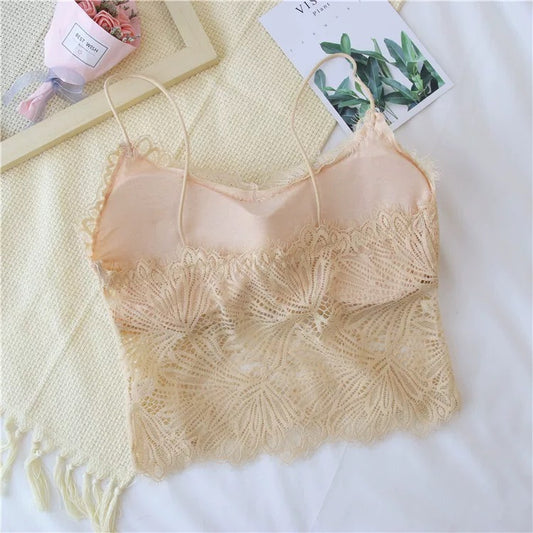 Women Bra Korean Lace Front Sexy Tube Top Without Steel Ring Gathered Breasts