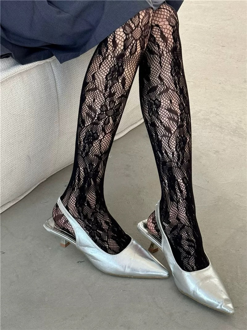 Women’s Sexy Retro Striped Tights – Hollow Out Pantyhose, Super Stretchy Spring & Autumn Leggings Stockings