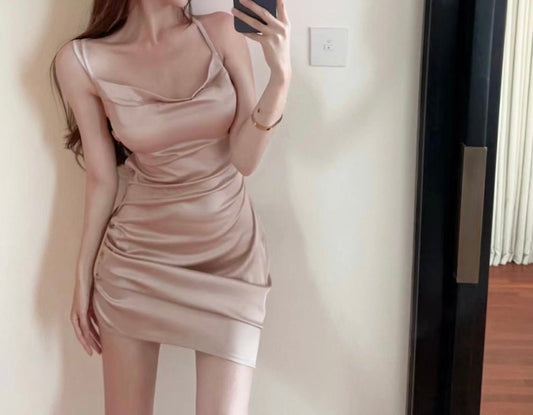 Hot Champange backless Satan dress