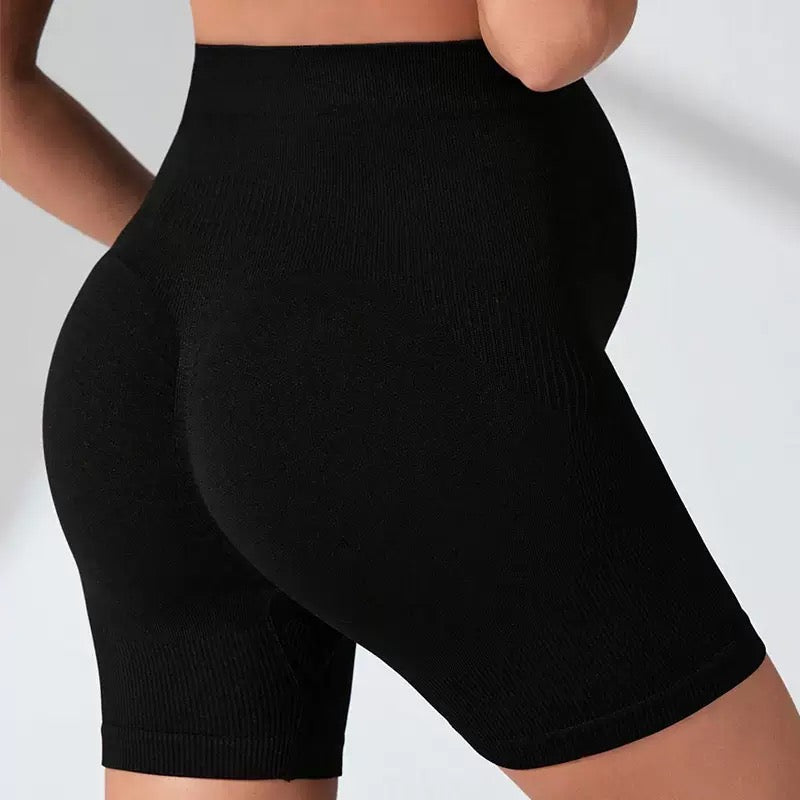 Maternity Leggings for Outer Wear, Sports Casual, Belly Support, Non-Slip, Spring Summer Autumn Trendy, Seamless Yoga Shorts for