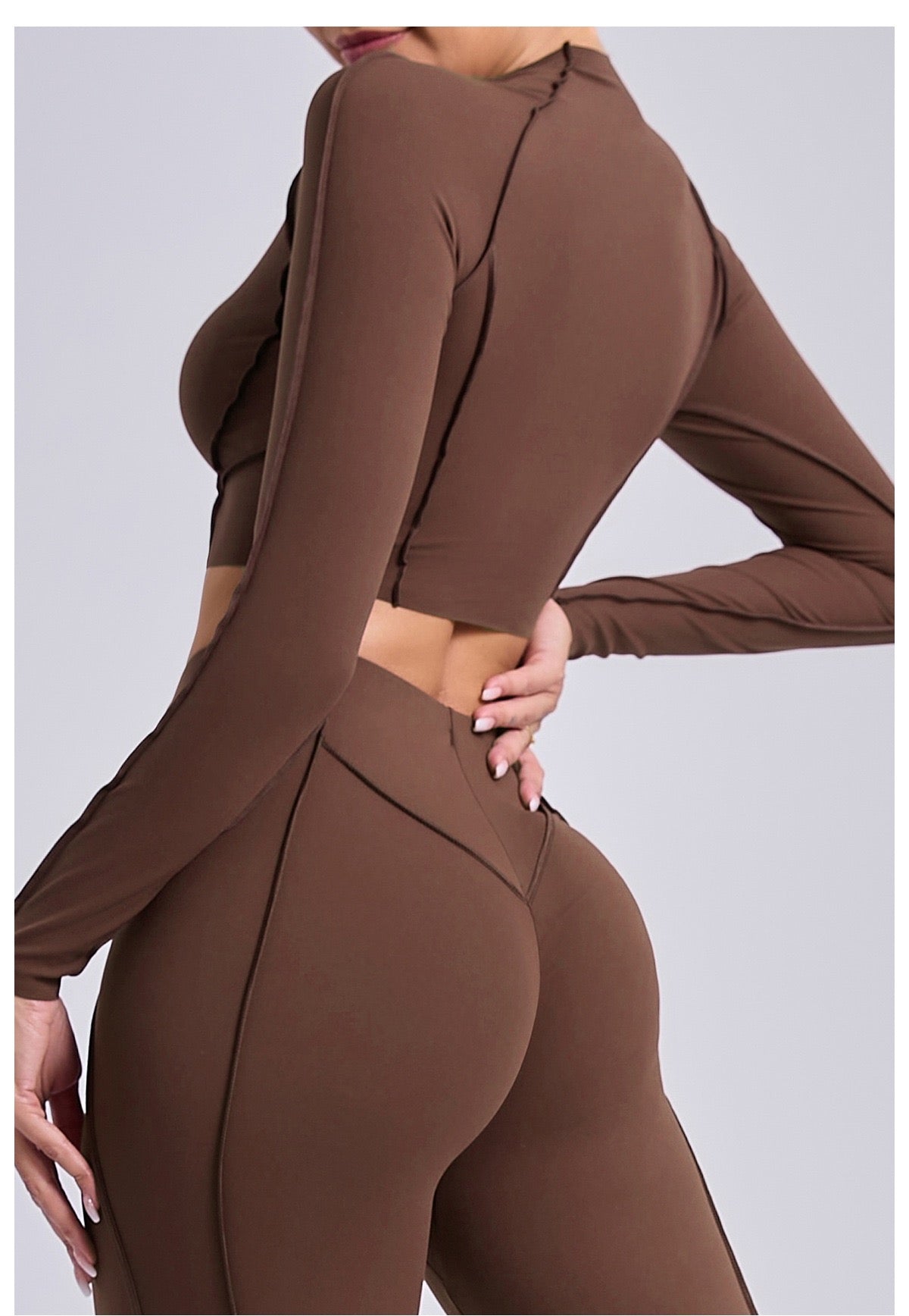 Autumn and winter sports yoga top, women's round-neck long-sleeved tops and tight-fitting trousers, outdoor fitness yoga wear