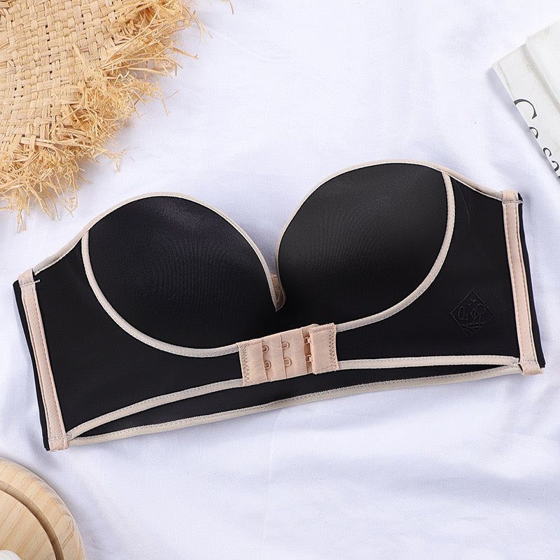 New Design Button Up Front Anti-Skid Breast Pasted Sexy Accumulation Women’s Dress Push-Up Strapless Bra