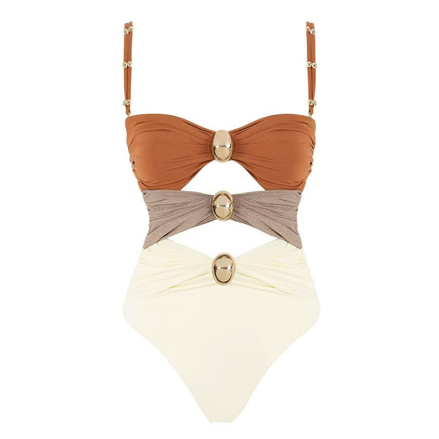 Women One Piece Swimsuit and Sarong Skirts Vacation Swimwear Summer New Buttons Beachwear Bathing Suit Bikini Set 2026