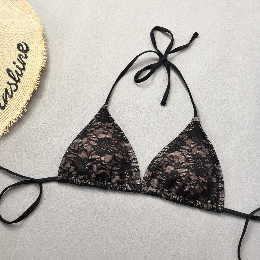 3PCS with Mesh Sheer Skirt Lace Thong Bikini Female Swimsuit Women Swimwear Three-pieces Bikini Set Bathing Suit Swim Beachwear